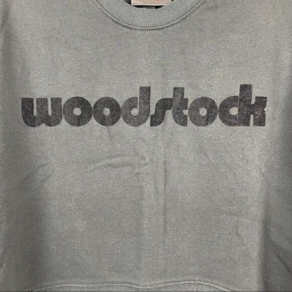 NEW Cotton On Black Woodstock Graphic Crewneck Sweatshirt Long Sleeve Womens XXS - Picture 5 of 8